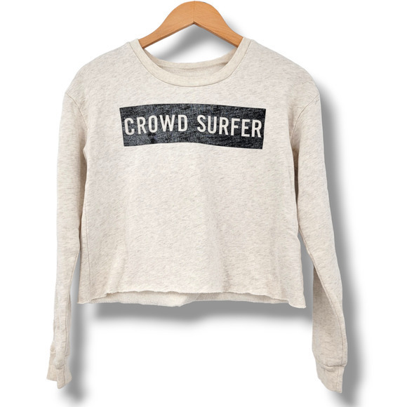 Hollister Women's Crowd Surfer‎ Graphic Cropped Sweatshirt Beige Size Small - Picture 1 of 10